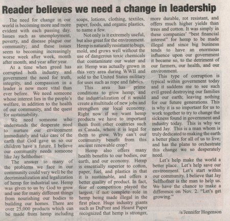 Reader believes we need a change in leadership