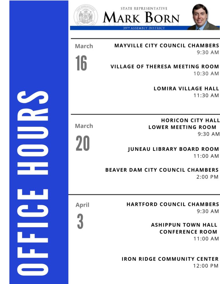 Rep. Mark Born March/April In District Office Hours
