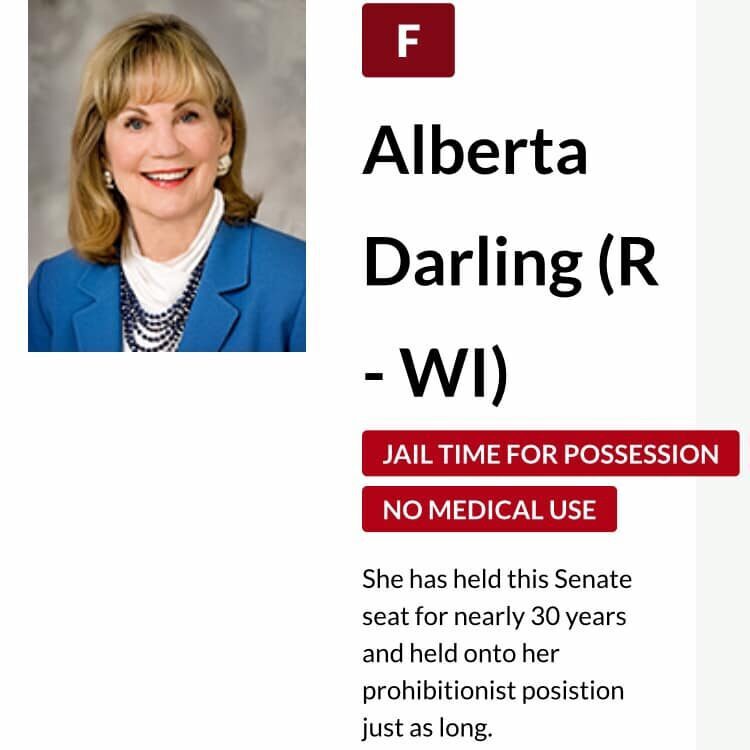 Senator Alberta Darling (R) Marijuana Record