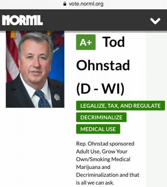 Tod Ohnstad (D) Marijuana Rating