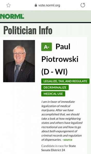 Paul Piotrowski (D) Marijuana Grade