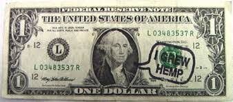 $1 dollar bill I grew hemp george washington
