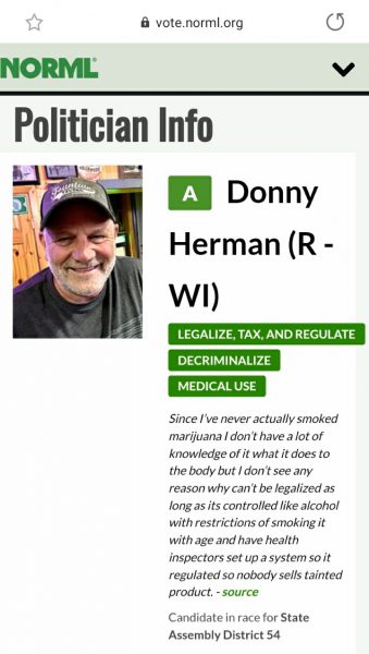 Don Herman (R) Position on Marijuana